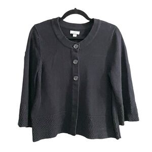 CROFT & BARROW Cotton Crew Neck Button Front Cropped Cardigan Sweater L